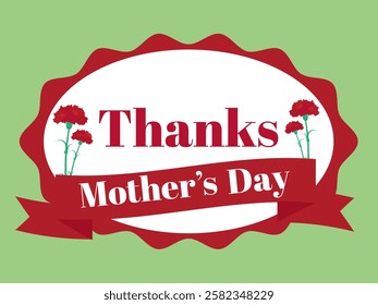 Mother’s Day. Red carnation and ribbon frame. 