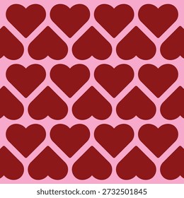 Valentine’s Day Red Heart Seamless Pattern on Pink Background