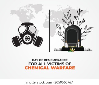 Day of Remembrance for all Victims of Chemical Warfare. Template for background, banner, card, poster. Vector illustration.