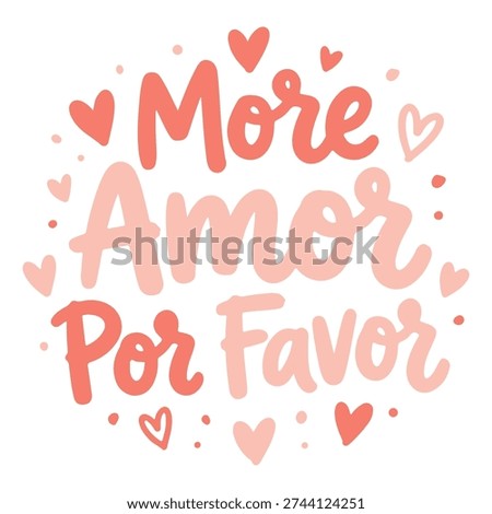 Valentine’s Day Retro Graphic Bundle: Groovy Love Typography, More Amor Por Favor Spanglish Quotes, and Hand-Drawn Pink Doodle Icons for Sublimation and Stickers.