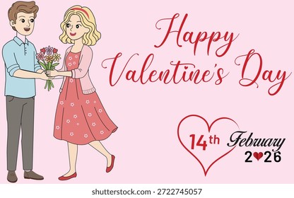 Valentine’s day romantic couple surrounded by shining particles and star lights, vector design