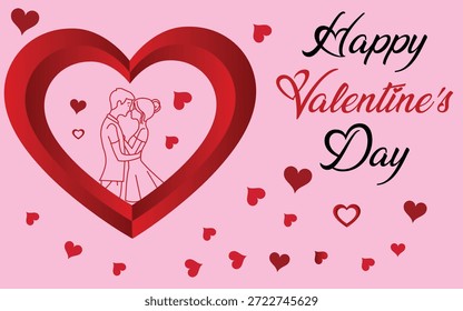 Pareja romántica del día de San Valentín rodeada de partículas brillantes y luces de estrellas, diseño de Vector