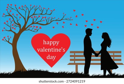 Valentinstag romantisches Paar umgeben von leuchtenden Teilchen und Sternenlichtern, Vektordesign	