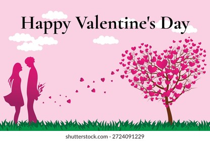 Valentinstag romantisches Paar umgeben von leuchtenden Teilchen und Sternenlichtern, Vektordesign	