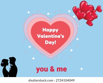 Valentine’s day romantic couple surrounded by shining particles and star lights, vector design	