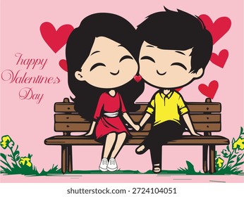 Pareja romántica del día de San Valentín rodeada de partículas brillantes y luces de estrellas, diseño de Vector	