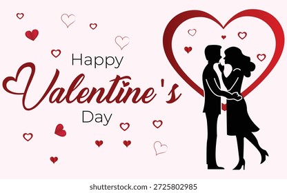 Pareja romántica del día de San Valentín rodeada de partículas brillantes y luces de estrellas, diseño de Vector	