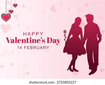 Valentinstag romantisches Paar umgeben von leuchtenden Teilchen und Sternenlichtern, Vektordesign	