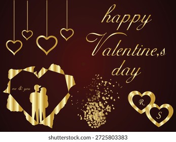 Valentine’s day romantic couple surrounded by shining particles and star lights, vector design	