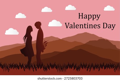 Pareja romántica del día de San Valentín rodeada de partículas brillantes y luces de estrellas, diseño de Vector	