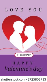 Valentine’s day romantic couple surrounded by shining particles and star lights, vector design	