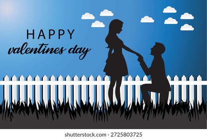 Valentinstag romantisches Paar umgeben von leuchtenden Teilchen und Sternenlichtern, Vektordesign	
