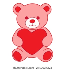 Valentine’s day romantic teddy bear icon. Cute holiday element for greeting cards, stickers, invitations.
