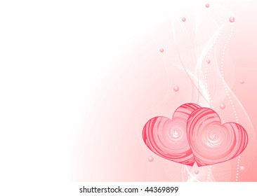Valentine?s Day Romantic vector background with hearts and pearls