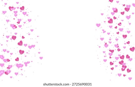 San Valentín. Fondo blanco romántico enmarcado con corazones rosas flotantes en ambos lados, creando un tema de San Valentín suave y soñador perfecto para mensajes de amor o diseños de saludo.