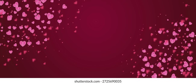 San Valentín. Fondo blanco romántico enmarcado con corazones rosas flotantes en ambos lados, creando un tema de San Valentín suave y soñador perfecto para mensajes de amor o diseños de saludo.