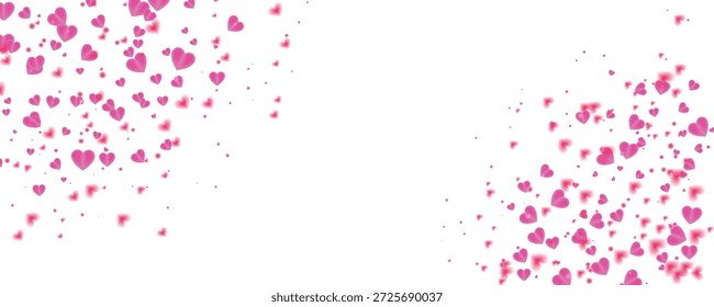 San Valentín. Fondo blanco romántico enmarcado con corazones rosas flotantes en ambos lados, creando un tema de San Valentín suave y soñador perfecto para mensajes de amor o diseños de saludo.