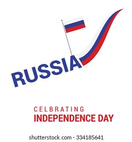The Day of Russia, Vector Russian Independence Day Celebrating 7 November Celebration Card. Creatinve Flag color waving lines and typography. Illustration