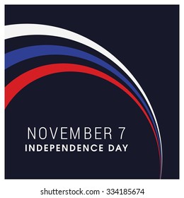 The Day of Russia, Vector Russian Independence Day Celebrating 7 November Celebration Card. Creatinve Flag color waving lines and typography. Illustration