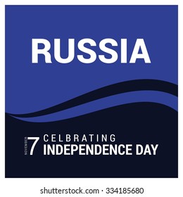 The Day of Russia, Vector Russian Independence Day Celebrating 7 November Celebration Card. Blue poster template and typography. Illustration