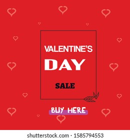 Valentine´s day Sale Banner, Button of Buy Here, Valentine´s day post design