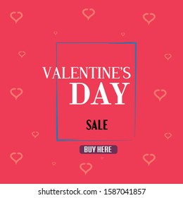 Valentine´s day Sale Banner, Button of Buy Here, Valentine´s day post design