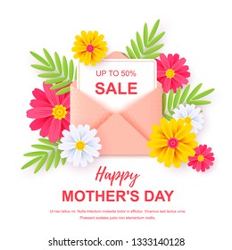 Mother’s day sale banner isolated on white.