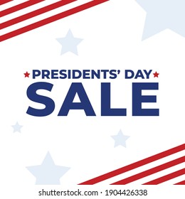 Presidents’ Day Sale Logo Graphic Design Vector Illustration, Presidents Day Sale Patriotic Ad Web Template with American Flags, USA Presidents’ Day Sale Greeting Card with Abstract Stars Background