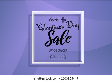Valentine’s day sale offer banner background. Valentine gift flyer, advertisement discount, marketing promotion. Vector illustration for design