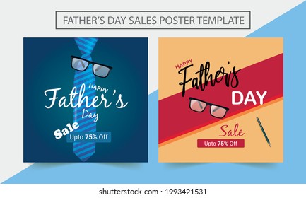 Father’s Day sale template. Vector promotion poster. Template for a discount flyer or advertising banner. Fathers Day holiday illustration.