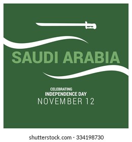 The Day of Saudi Arabia, Vector Saudi Arabian Independence Day Celebrating 12 November Celebration Card. Abstract white lines background. Illustration