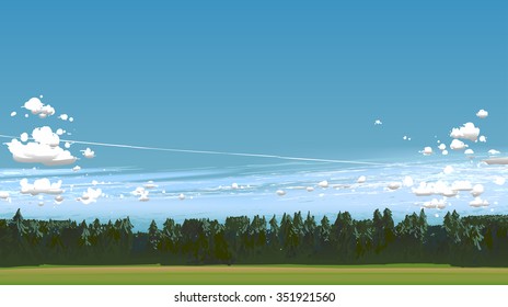 Day scenery with scattered clouds.