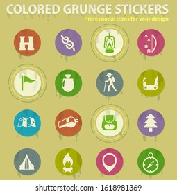 day of scouts colored grunge icons with sweats glue for design web and mobile applications