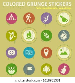 day of scouts colored grunge icons with sweats glue for design web and mobile applications