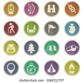 day of scouts vector icons in the form of round paper labels
