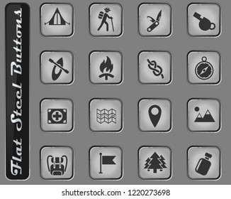 day of scouts vector web icons on the flat steel buttons