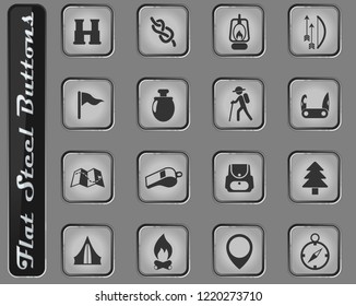 day of scouts vector web icons on the flat steel buttons