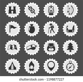 day of scouts web icons stylized postage stamp for user interface design