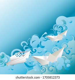 Day of the seafarer 25 june. Sea, paper ships.