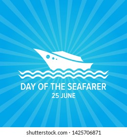 Day of the seafarer 25 june. Vector silhouette of yach or boat 