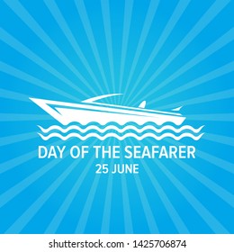 Day of the seafarer 25 june. Vector silhouette of yach or boat 
