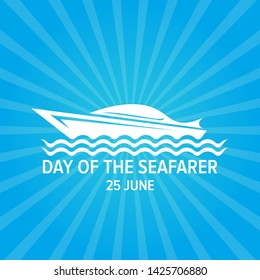 Day of the seafarer 25 june. Vector silhouette of yach or boat 