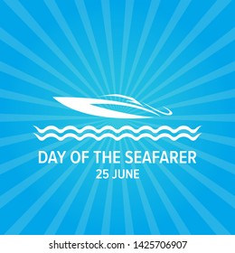 Day of the seafarer 25 june. Vector silhouette of yach or boat 