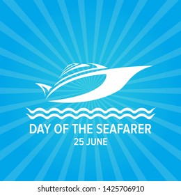 Day of the seafarer 25 june. Vector silhouette of yach or boat 