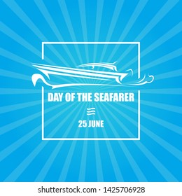 Day of the seafarer 25 june. Vector silhouette of yach or boat 