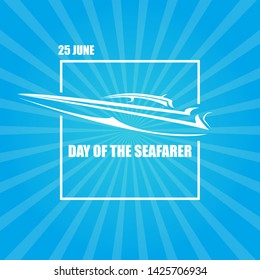 Day of the seafarer 25 june. Vector silhouette of yach or boat 