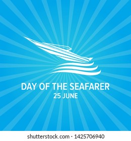 Day of the seafarer 25 june. Vector silhouette of yach or boat 