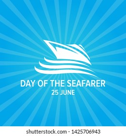 Day of the seafarer 25 june. Vector silhouette of yach or boat 