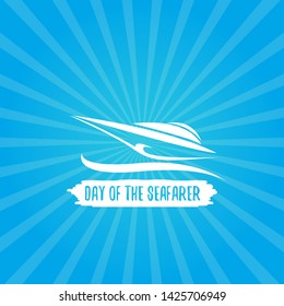 Day of the seafarer 25 june. Vector silhouette of yach or boat 