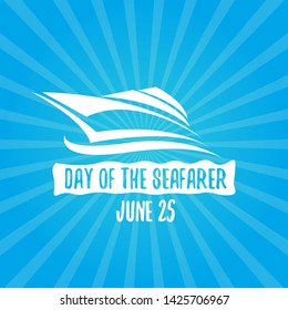 Day of the seafarer 25 june. Vector silhouette of yach or boat 